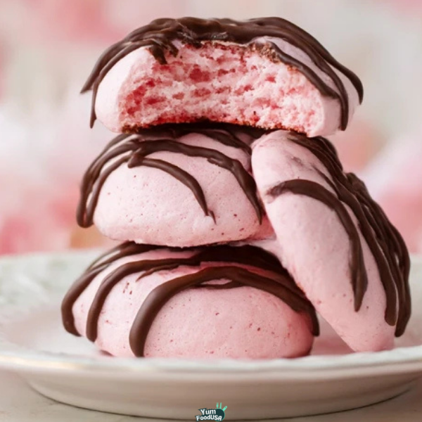 Chocolate-Dipped Strawberry Meringue Cookies