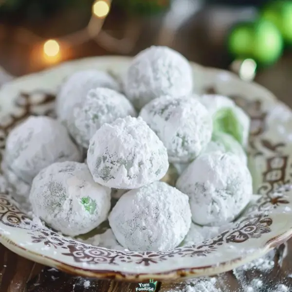 Mint Chocolate Chip Snowball Cookies
