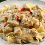 Creamy Sour Cream Chicken Over Egg Noodles