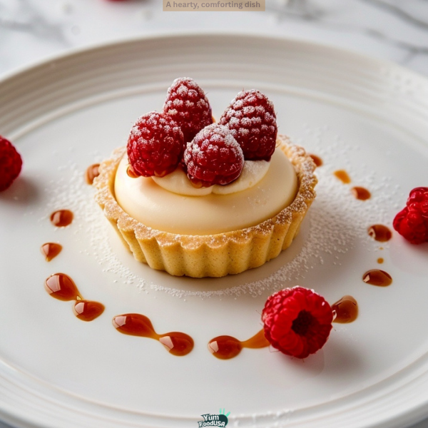 White Chocolate Mousse Tartlets with Raspberry Caramel Finish