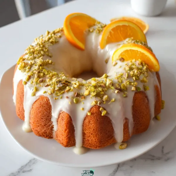 Orange Bundt Cake with Saffron and Pistachios