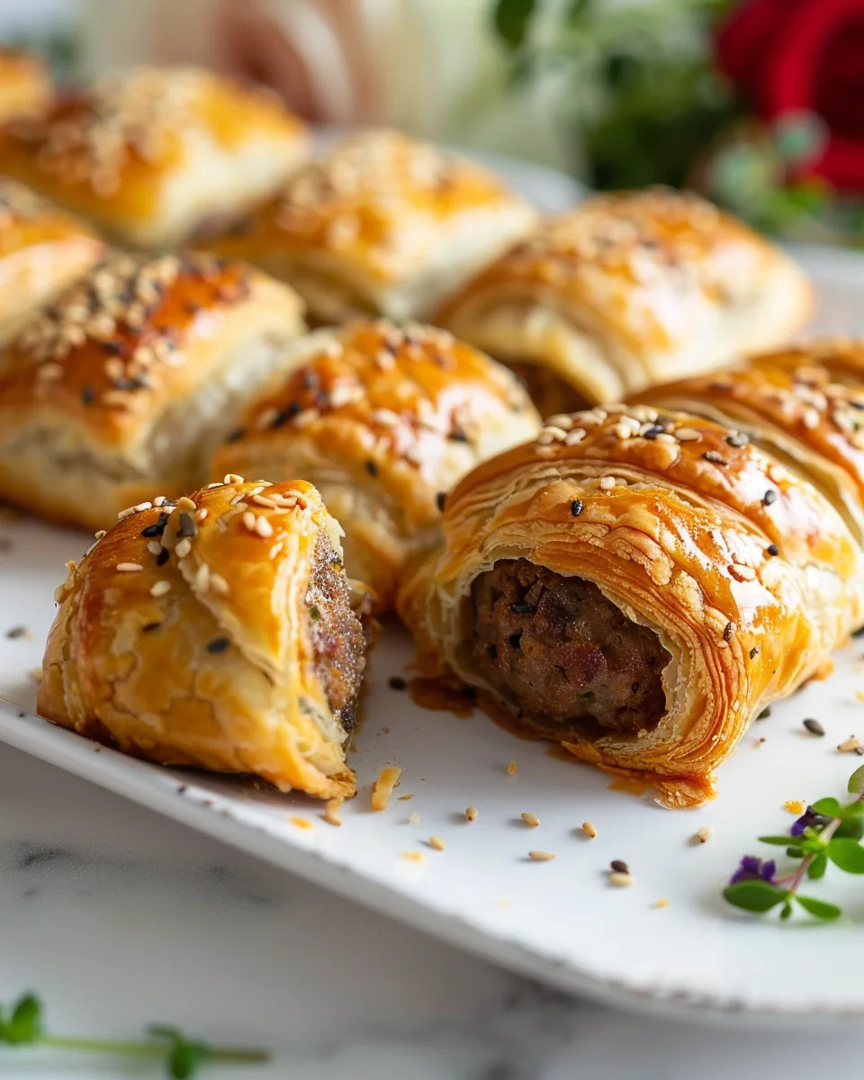 Mini Puff Pastry Sausage Rolls (Easy Party Appetizer) 4 Mini Puff Pastry Sausage Rolls (Easy Party Appetizer) - Recipe Image