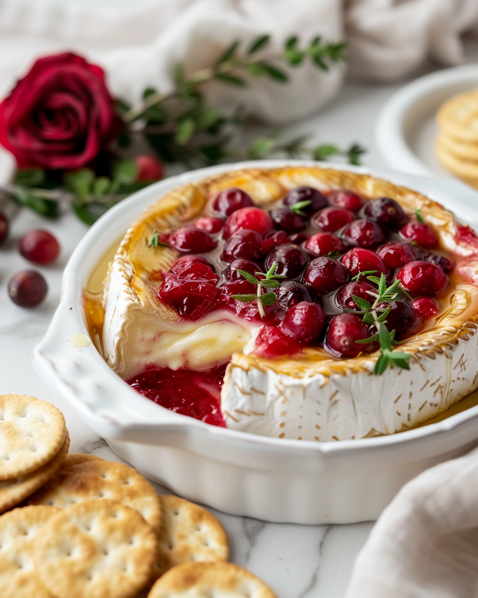 Baked Brie with Cranberry Sauce (Holiday Appetizer) - Recipe Image