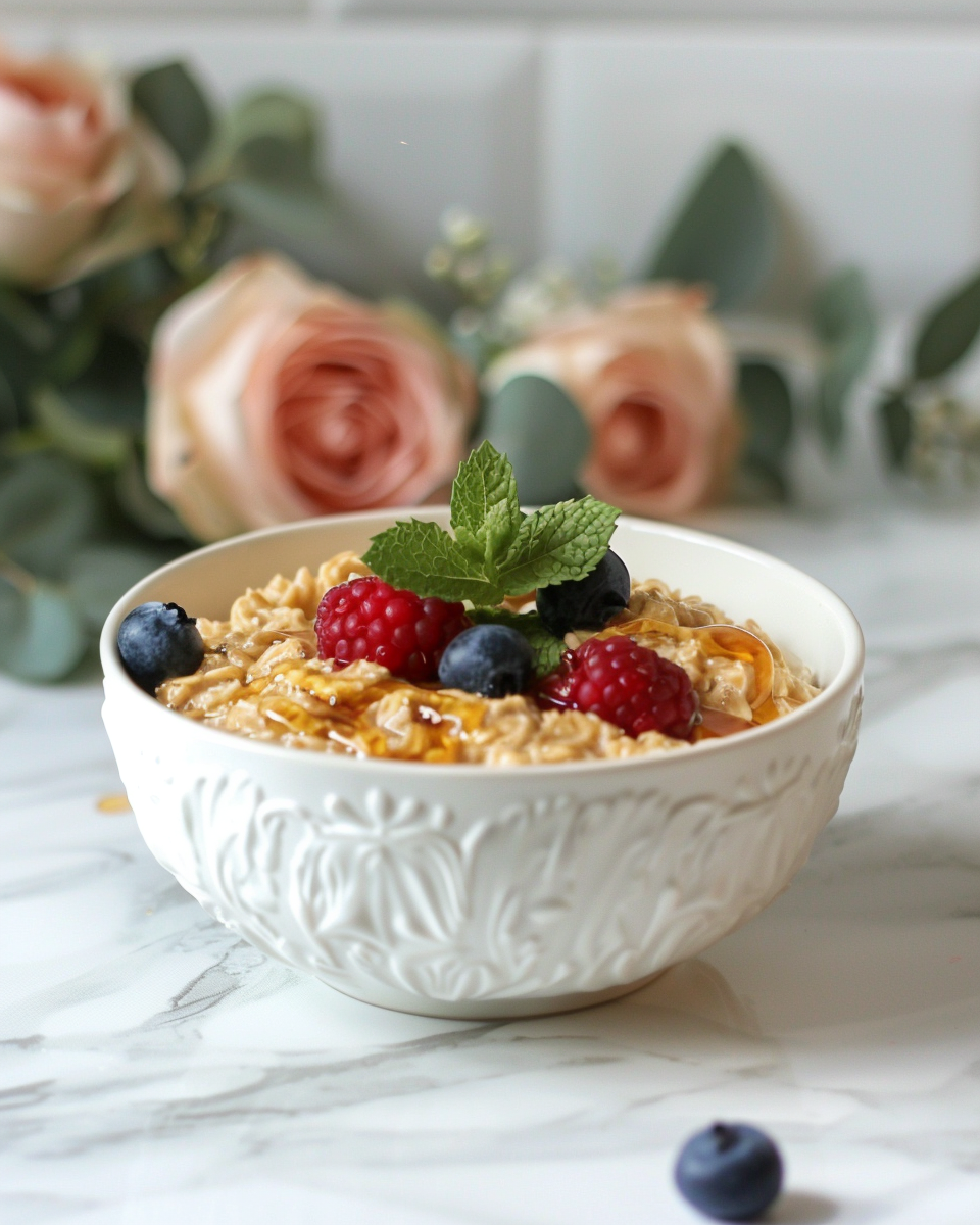 Oatmeal with Honey and Berries (Healthy Breakfast Bowl) 4 Oatmeal with Honey and Berries (Healthy Breakfast Bowl) - Recipe Image