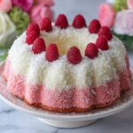Raspberry Coconut Snowball Cake