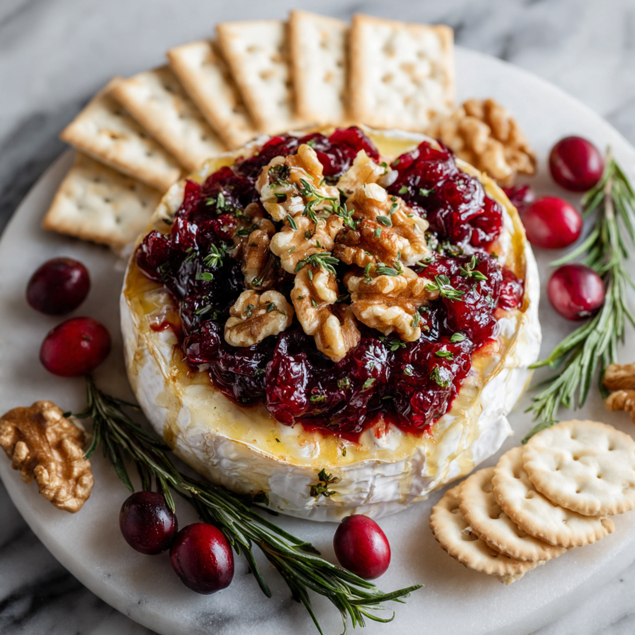 Baked Brie with Homemade Cranberry Sauce for New Year’s Eve Parties - Recipe Image