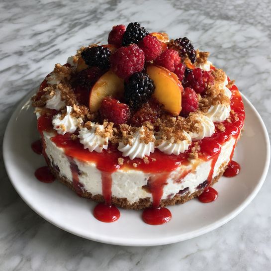 Summer Berry and Peach Cheesecake Recipe