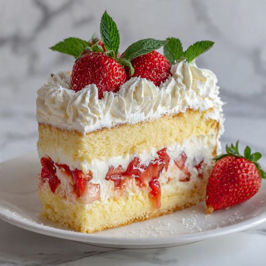 Strawberry Custard Delight Cake
