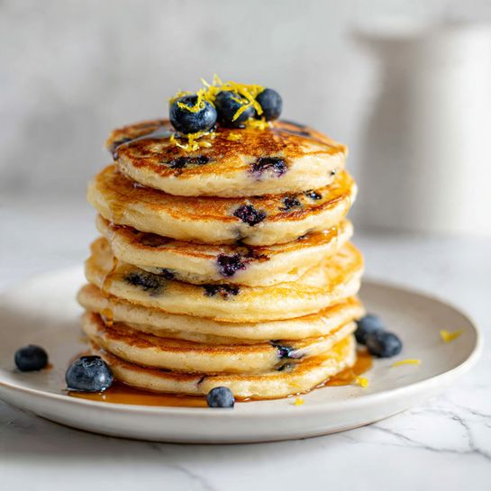 Lemon Blueberry Greek Yogurt Pancakes