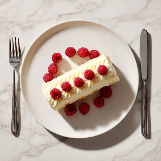 White Chocolate Raspberry Yule Log (Holiday Swiss Roll Cake) - Recipe Image