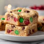 Soft & Chewy Christmas M&M Cookie Bars