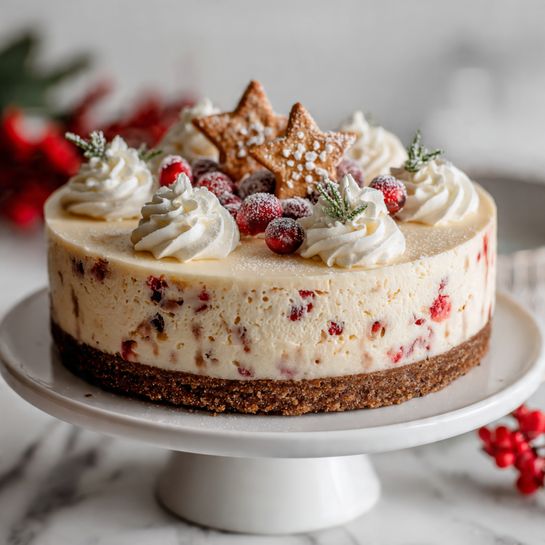 Christmas Cranberry Jam White Chocolate Mousse Cheesecake