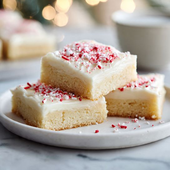 Christmas Sugar Cookie Bars with Creamy Vanilla Frosting