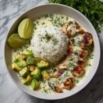 Zesty Cilantro Lime Chicken with Creamy Avocado and Fluffy Jasmine Rice Delight