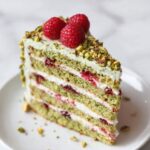 Pistachio Raspberry Cake (Moist Layer Cake with Buttercream & Jam)