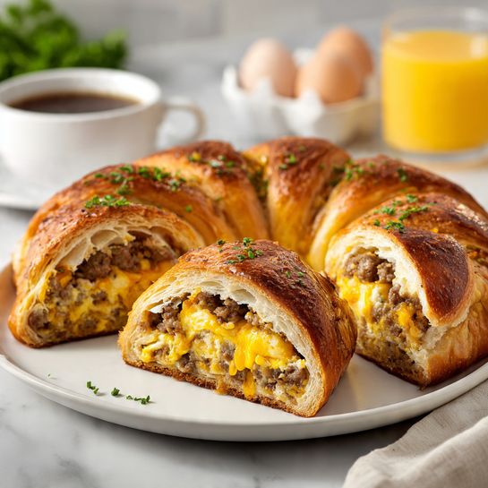 Breakfast Crescent Ring with Eggs, Cheese, and Bacon