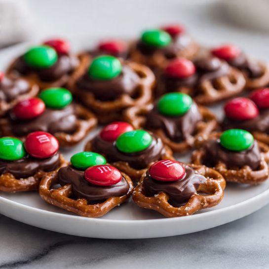 Christmas Pretzel Bites with Chocolate and M&M’s