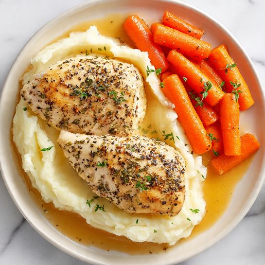 Cozy Winter Garlic Herb Chicken with Mashed Potatoes - Recipe Image