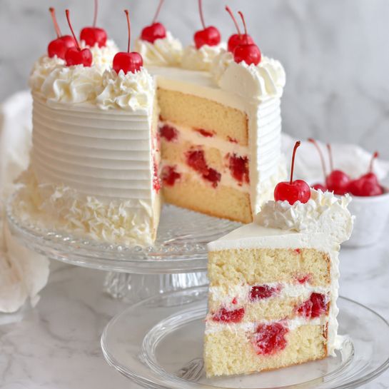 White Chocolate Cherry Cake for Christmas & Winter Parties