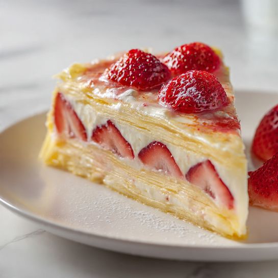 Strawberry Custard Delight Cake (Layered Strawberry Dessert) 6 Strawberry Custard Delight Cake (Layered Strawberry Dessert) - Recipe Image