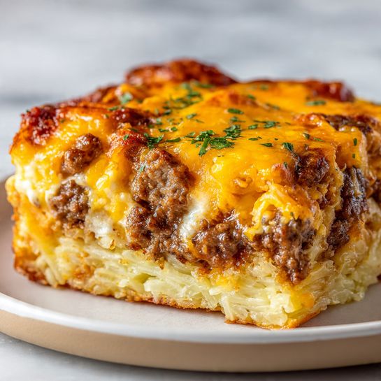 Hearty Winter Breakfast Casserole with Beef Sausage
