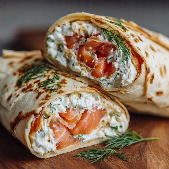 Salmon & Cheese Lavash Wrap (Quick Lunch) - Recipe Image
