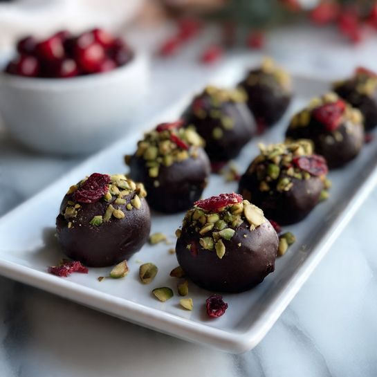Cranberry Pistachio Chocolate Truffles (No-Bake)