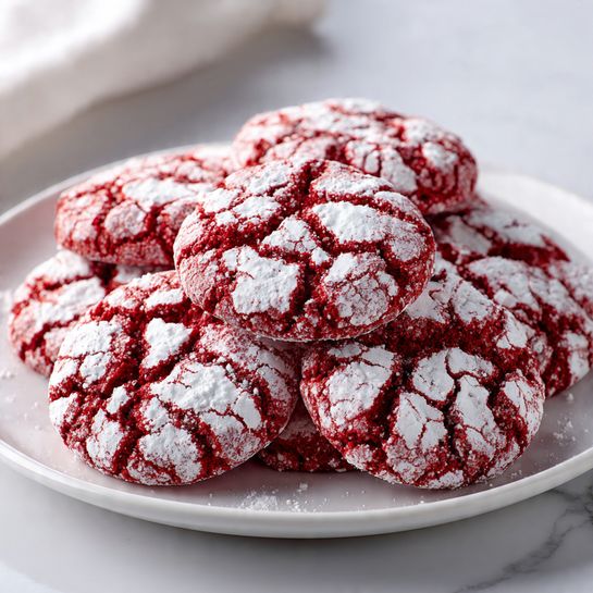 Red Velvet Crinkle Cookies for Christmas