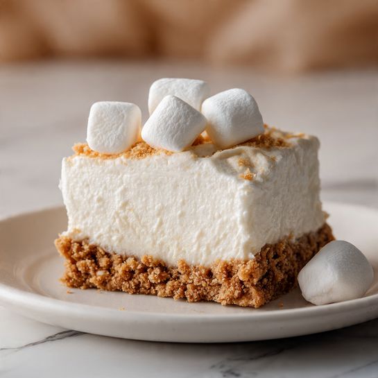 Fluffy No-Bake Marshmallow Cheesecake for Winter Desserts - Recipe Image