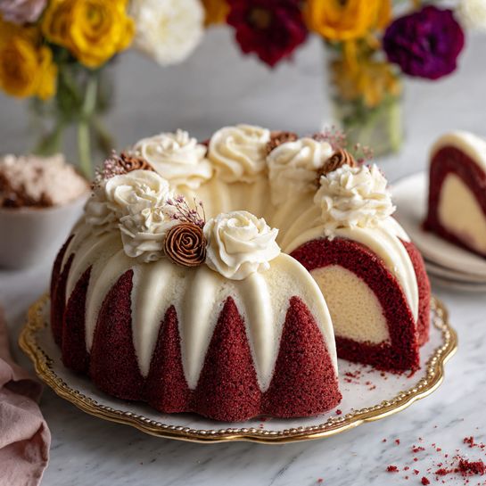Red Velvet Cheesecake Bundt Dump Cake