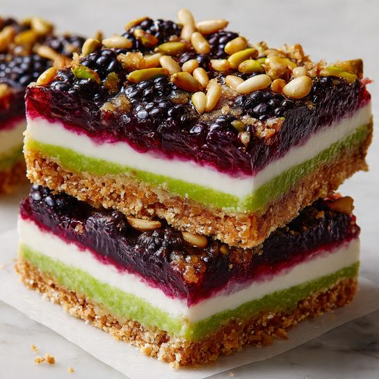 Blackberry Pistachio Dream Bars