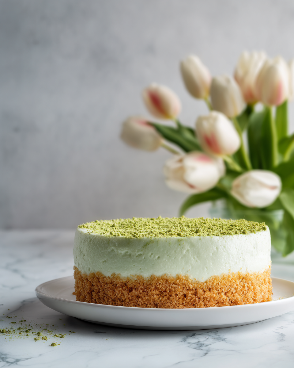 Gorgeous Green Matcha Cheesecake (No Oven Needed)