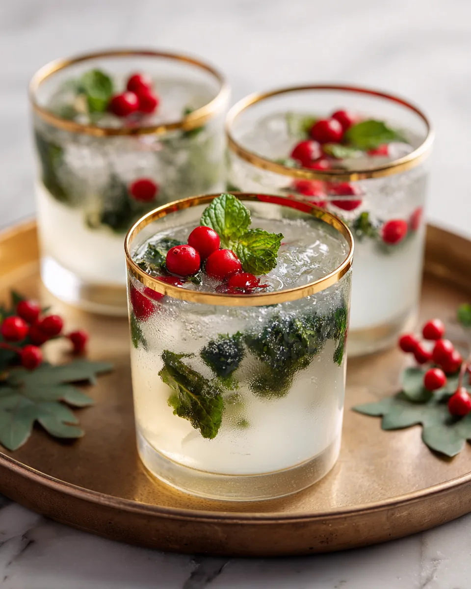 Festive White Christmas Mojitos with Coconut Rum & Mint (Holiday Cocktail)