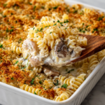 Creamy Church Chicken Noodle Casserole with Ritz Cracker Topping
