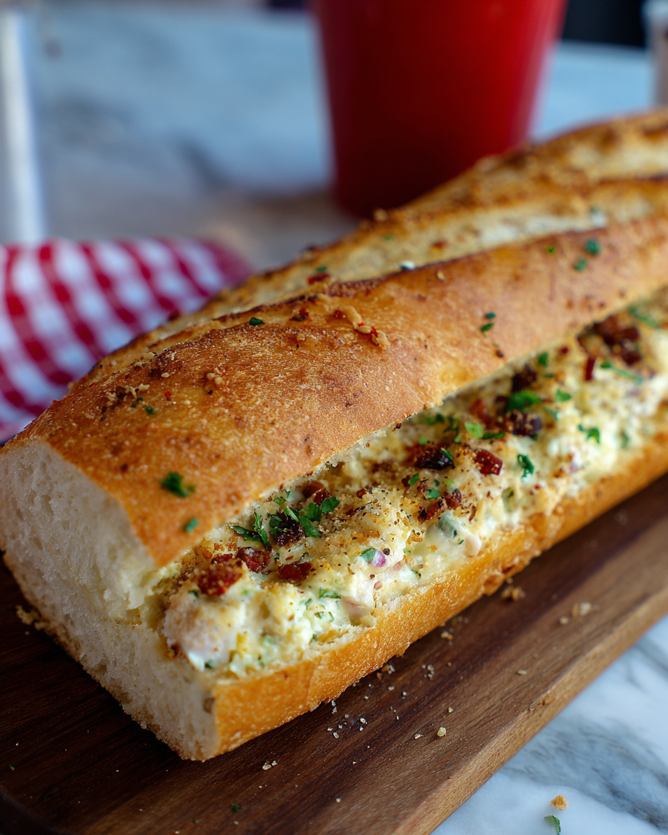 Cheesy Chicken Bacon Ranch Stuffed Bread (Easy Pull-Apart Appetizer) - Recipe Image