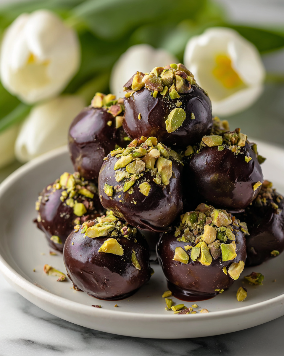 Fancy Dubai Chocolate Balls with Pistachio Center 4 Fancy Dubai Chocolate Balls with Pistachio Center - Recipe Image