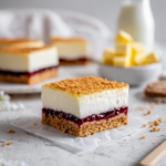 Classic New Zealand Louise Cake with Raspberry Jam & Coconut Meringue