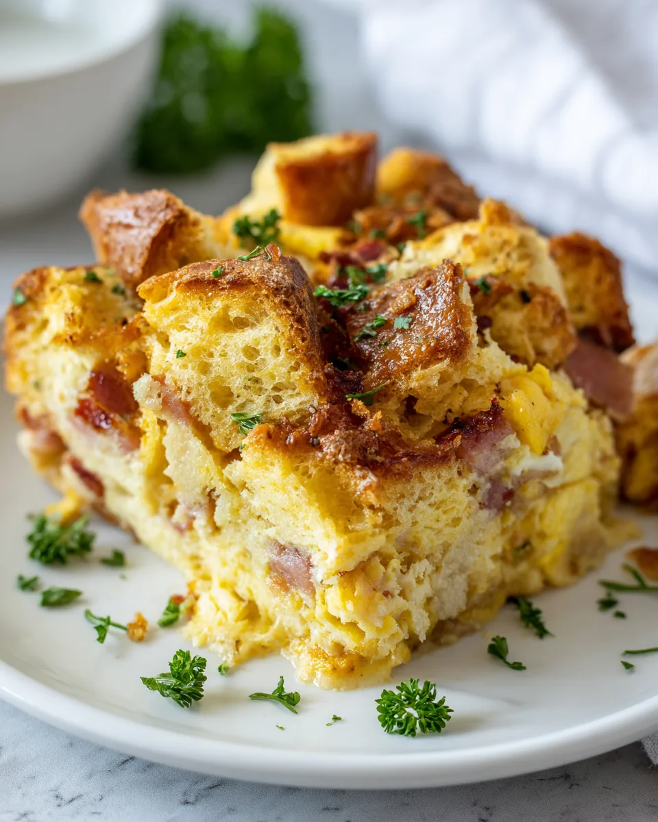 Overnight Eggs Benedict Casserole with Easy Blender Hollandaise