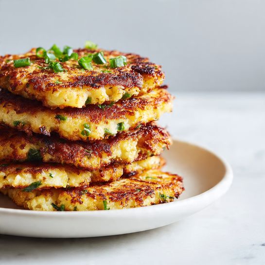 Crispy Cheddar Cauliflower Hash Browns (Low Carb) - Recipe Image