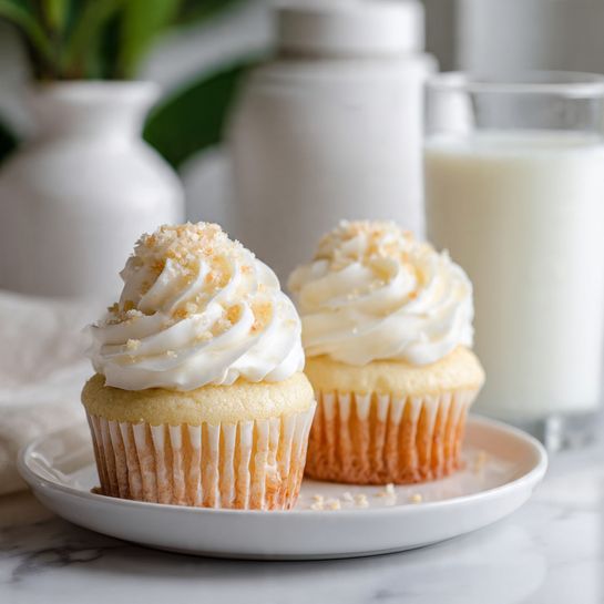 Moist White Cupcakes (Wedding Cake Style) – Almond-Vanilla with Whipped Cream Cheese Frosting