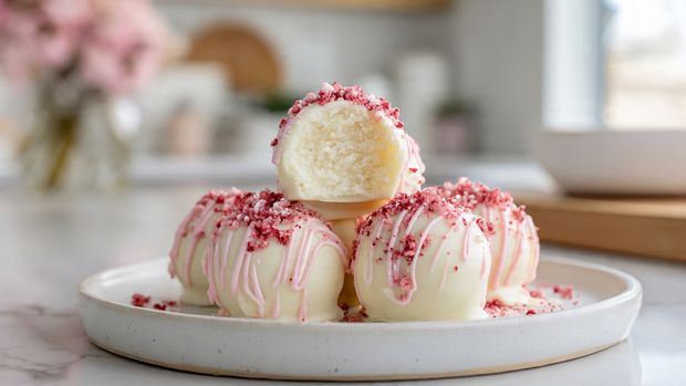 Strawberry Cheesecake Cookie Truffles - Recipe Image