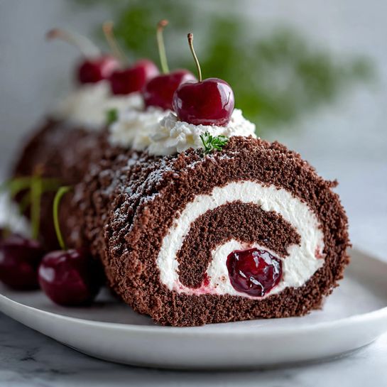 Black Forest Chocolate Roll With Cherry Swirl