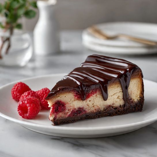 Dark Chocolate Raspberry Cheesecake