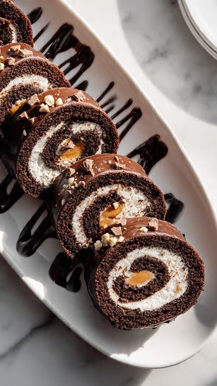 Chocolate Roll Stuffed with Peanut Butter Cups 4 Chocolate Roll Stuffed with Peanut Butter Cups - Recipe Image