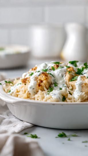 Easy Chicken Tzatziki Rice Casserole - Recipe Image