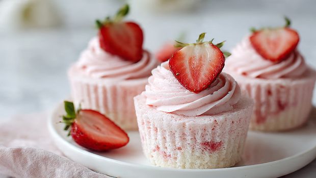 Strawberry Rose Cotton Cheesecake Cups