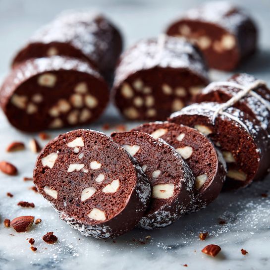 No-Bake Chocolate Salami with Condensed Milk and Pecans 4 No-Bake Chocolate Salami with Condensed Milk and Pecans - Recipe Image
