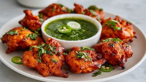 Crispy Chicken Pakora + Green Chutney