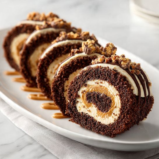 Chocolate Roll Stuffed with Peanut Butter Cups