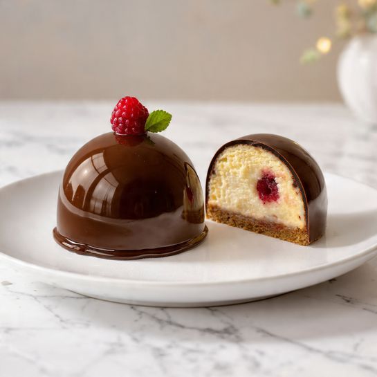 Chocolate Raspberry Cheesecake Domes - Recipe Image